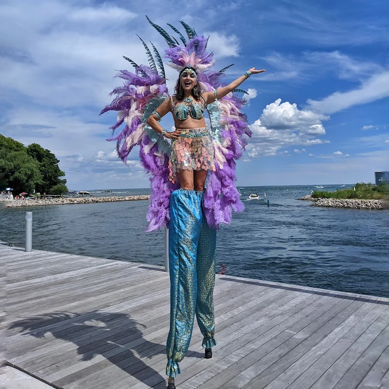 Carribeal Carnival Stilts - Stiltwalker - Feathers theme - image 12