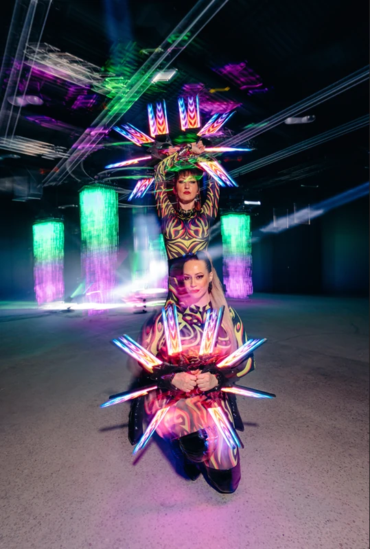 Futuristic LED Pixel Duo Show - Flow Artist / Hula Hooper - Duos theme - image 3